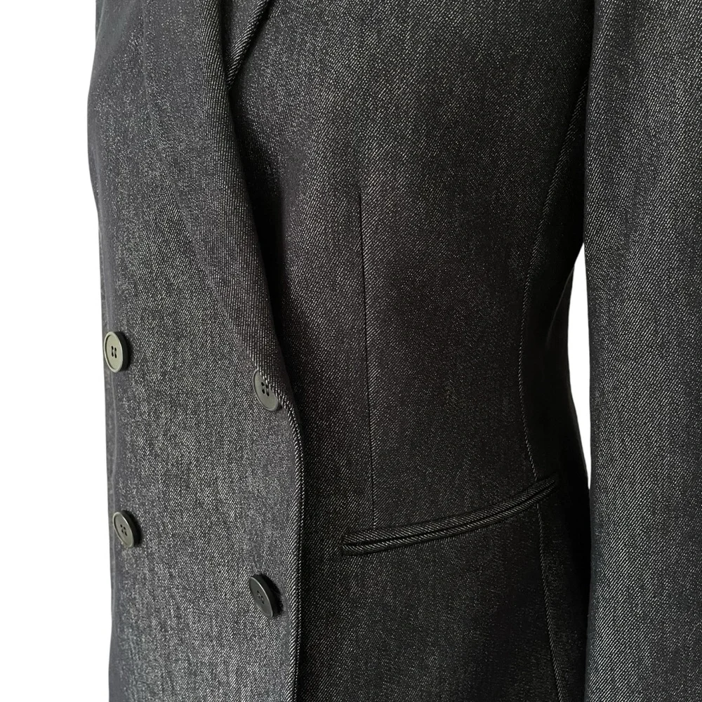 Theory Double Breasted Stretch Denim Navy Blazer NWT - Picture 4 of 16